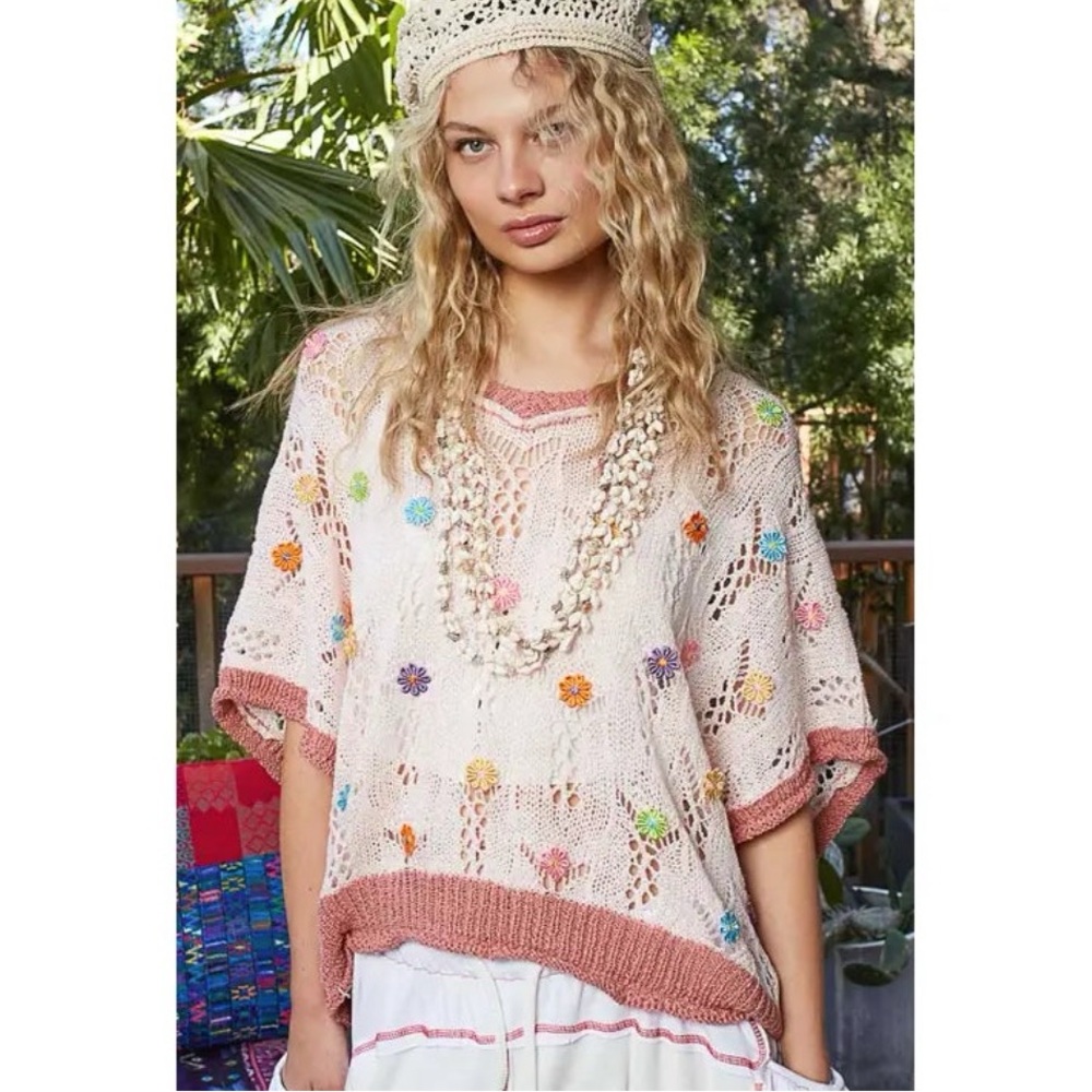 POL Multicolor Crochet Tunic